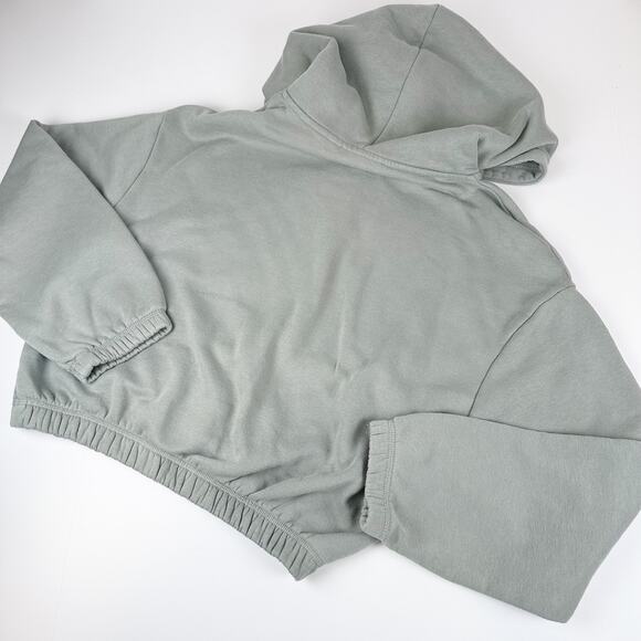 Zara Cropped Hoodie Sweatshirt Sage Green Women's Size M - Picture 5 of 9